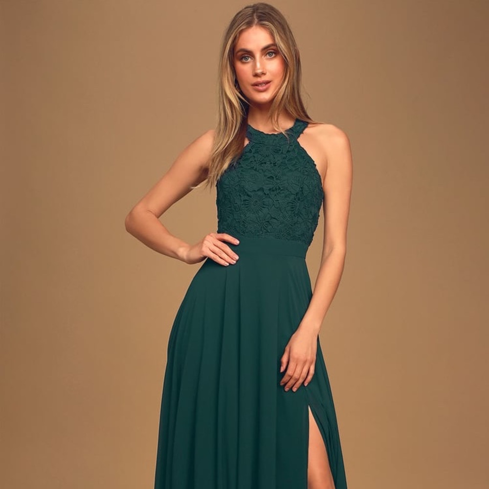 Lulus NWT Picture Perfect Emerald Lace Dress